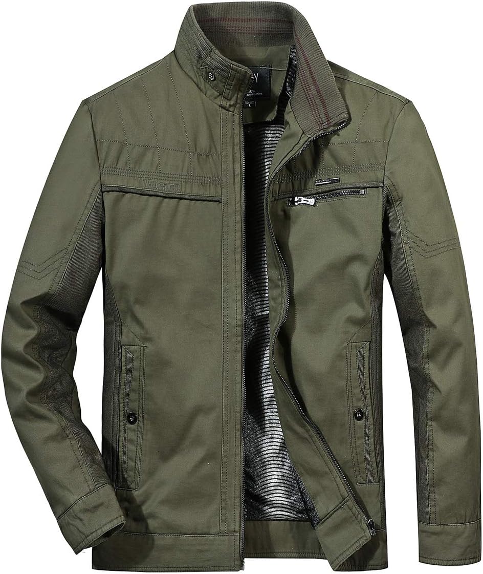 Itemnew Man's Basic Collared Full-Zip Fleece Lined Twill-Corduroy Cotton Work Windbreaker Jacket