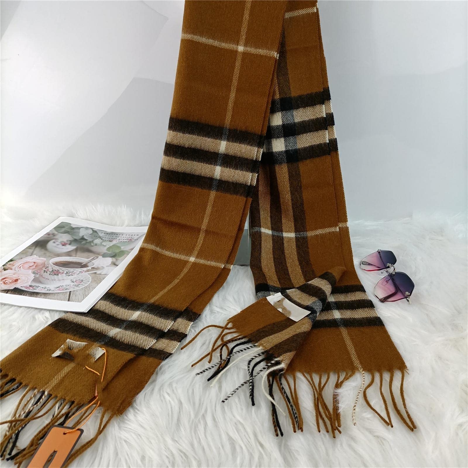 UKKO Kaschmirschal Kaschmirschal Und Wolle Hijab Ultra Warm Und Elegant Karierter Winter Und Frühling