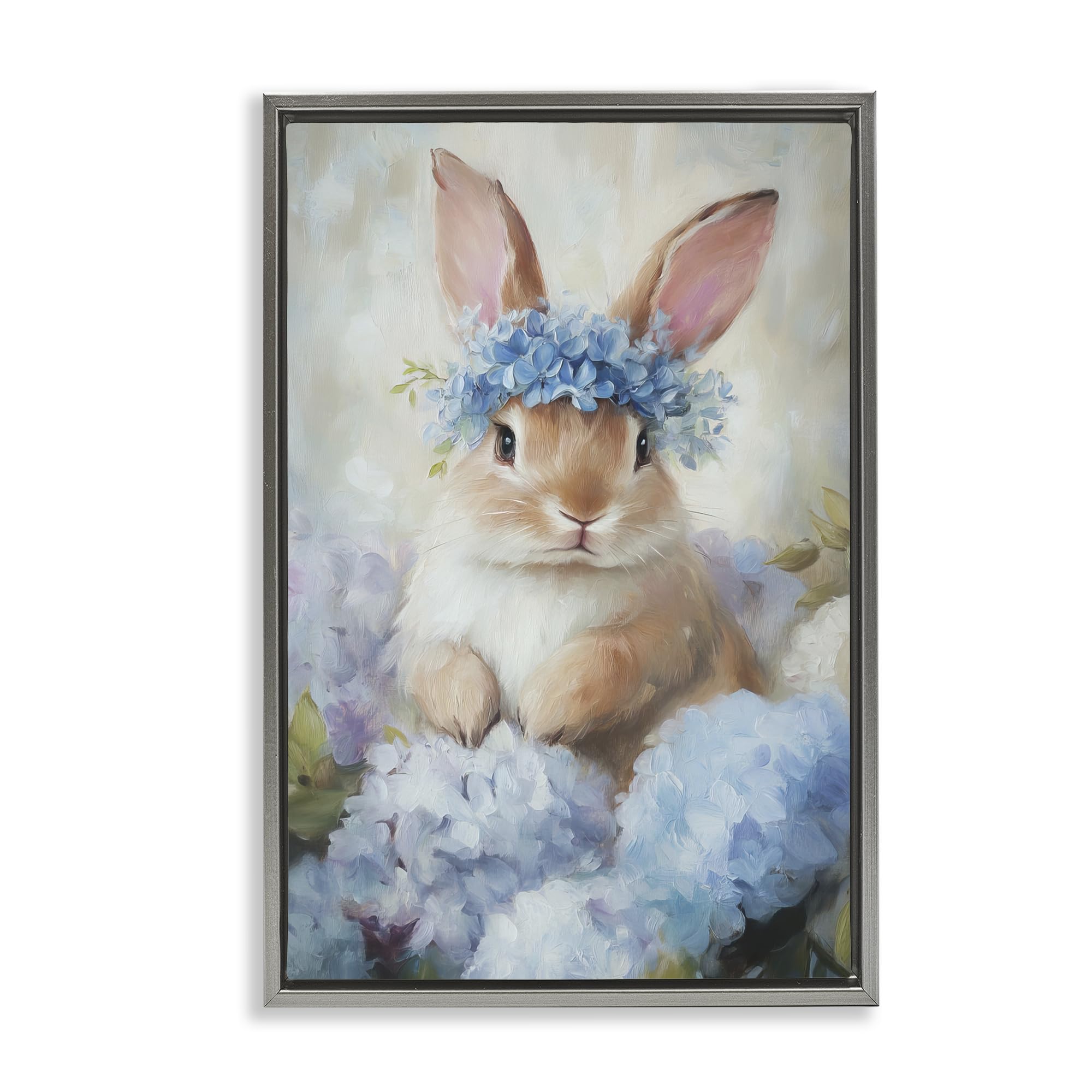 Stupell Industries 'Bunny In The Blossoms', Floating Frame Canvas Art, Gray, 21 x 31 Inches, Easy to Hang and Sturdy, Made in USA, by Tina LeCour
