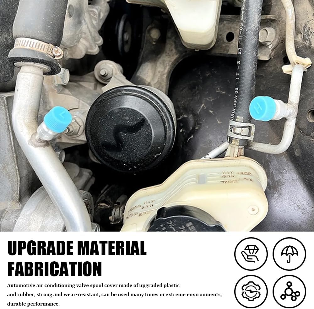 2PCS Car Air Conditioner Valve Cap, Car AC Valve Cap, Leakproof R134a AC System Charging Port Cap Dust Cover, High and Low Pressure Valve Cover Professional Accessories for Most Cars (2PCS)
