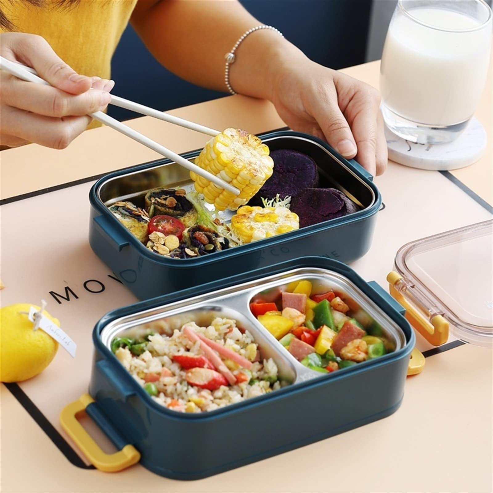 Scatola di Cibo, Bento Boxes Portatile Microonde Contenitore for Il Pranzo Isolato Multistrato Cena Scatole for la Colazione Student School Office Pi(Pink)