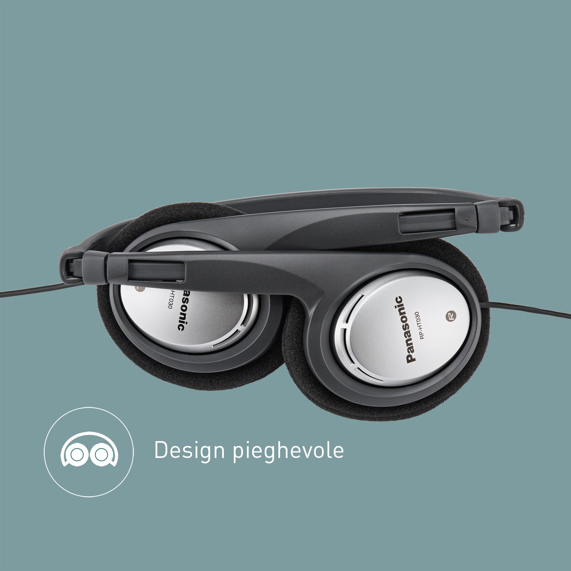 Panasonic HT030 Cuffie con Filo Ergonomiche Pieghevoli, Cavo 1,2 m, Argento