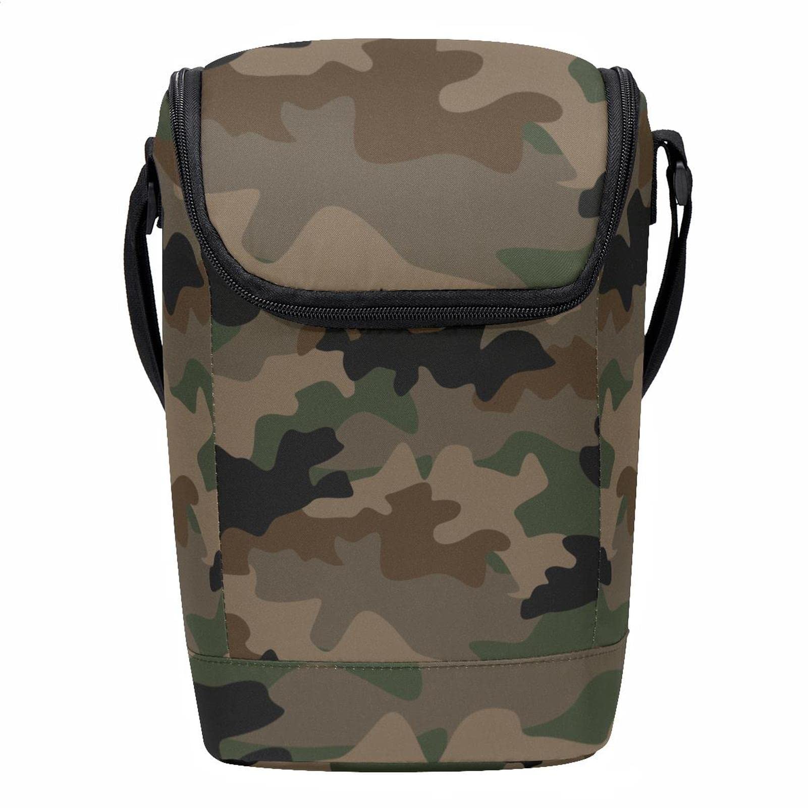 Lonchera de camuflaje verde vintage portátil con cremallera para hombres y mujeres de tela oxford