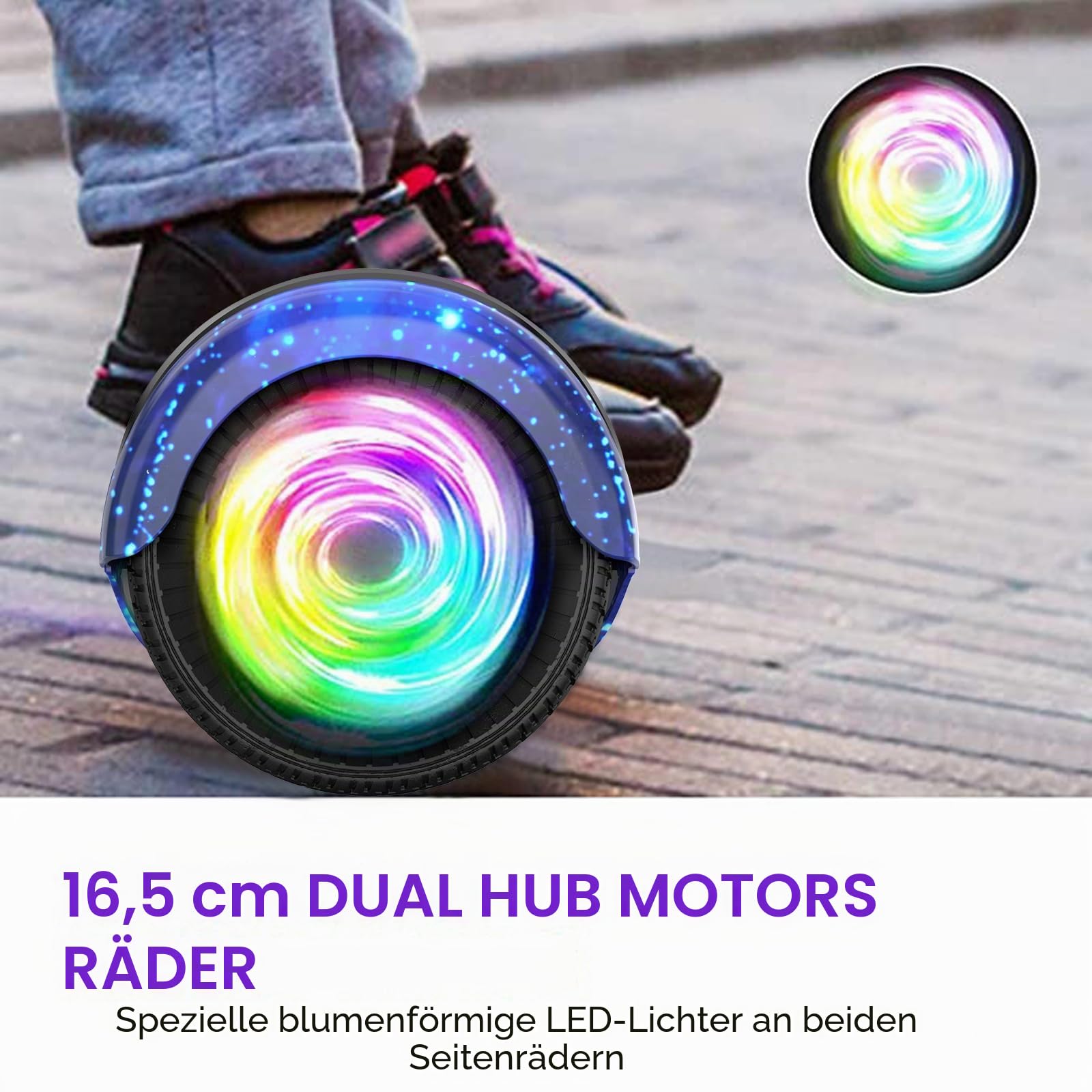 SISIGAD Hoverboard 6,5 Zoll Overboard, Hover Scooter Board, Geländewagen, Bluetooth und LED, selbstbalancierend, Elektroroller, selbstbalancierend, für Kinder und Erwachsene