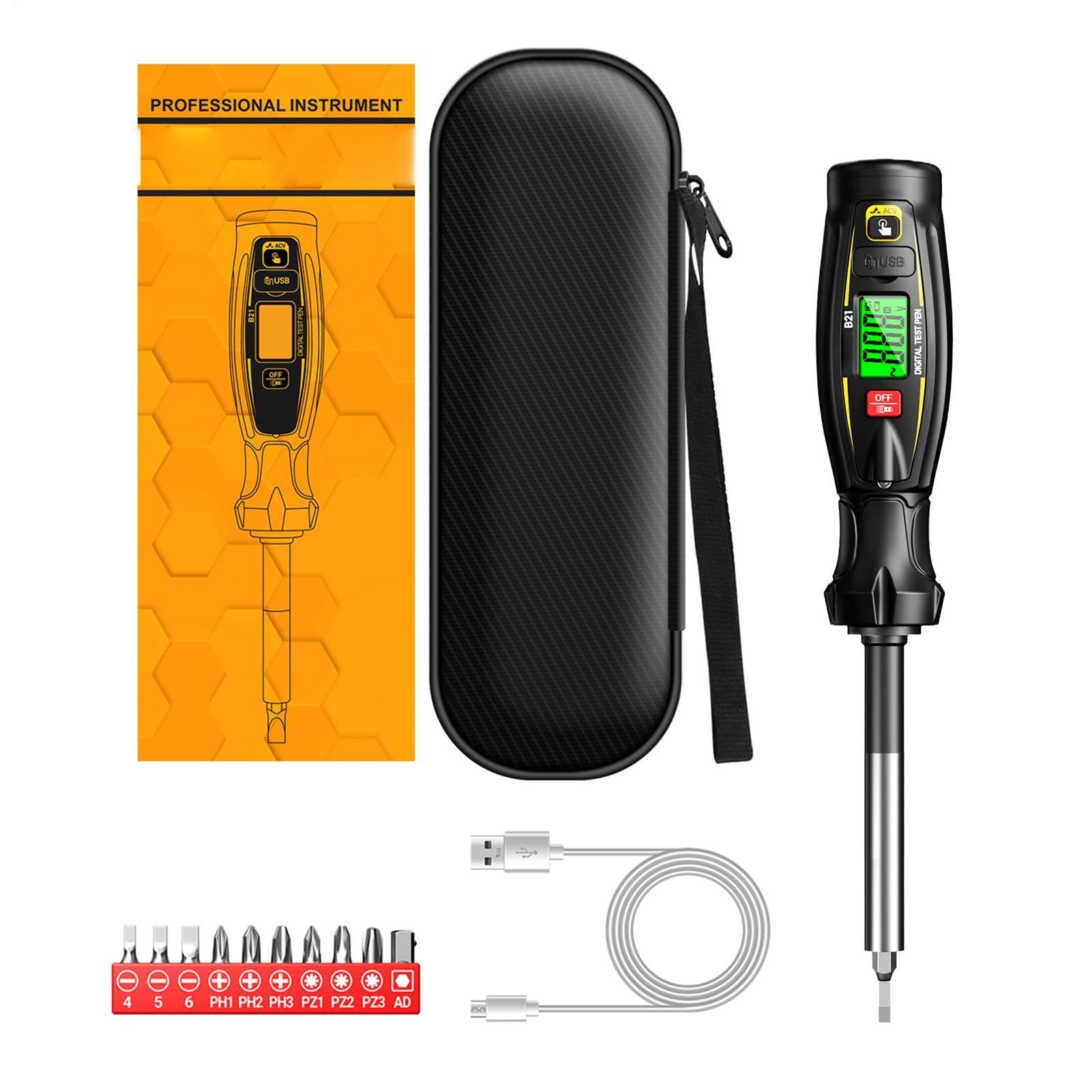 Testeur d'électricité Affichage LCD sans contact | Tournevis volt détecteur pour Mécaniciens Bricoleurs Techniciens Électriciens Maison Bureau Garage Atelier Luminaires Prises