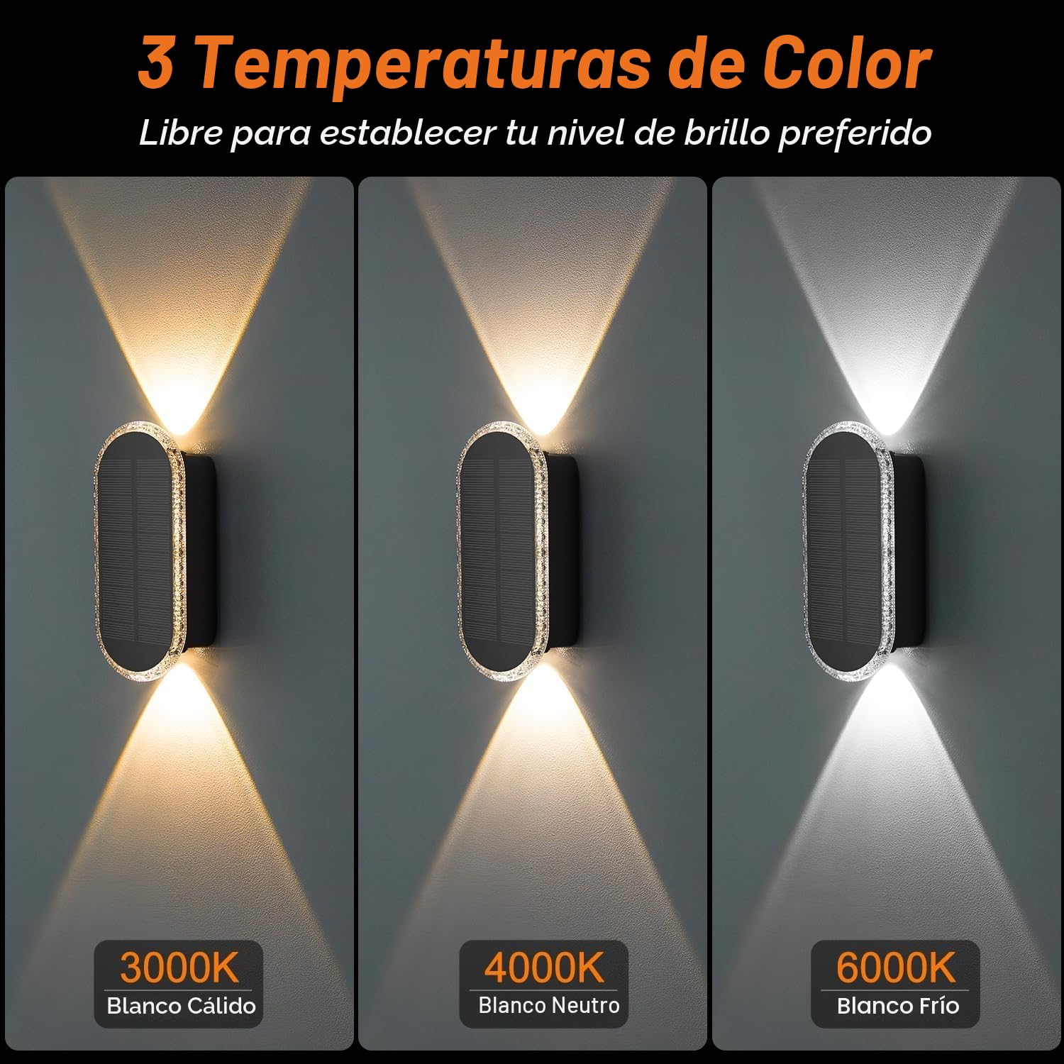 ELLASAY Aplique Solar Pared Exterior IP65 Impermeable 4 Pack
