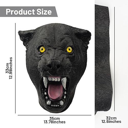 Miniatura 4 de PartyHop Máscara de Pantera Negra de Látex de Leopardo Salvaje de Cabeza Completa Máscaras Realistas Disfraz para Fiesta de Halloween