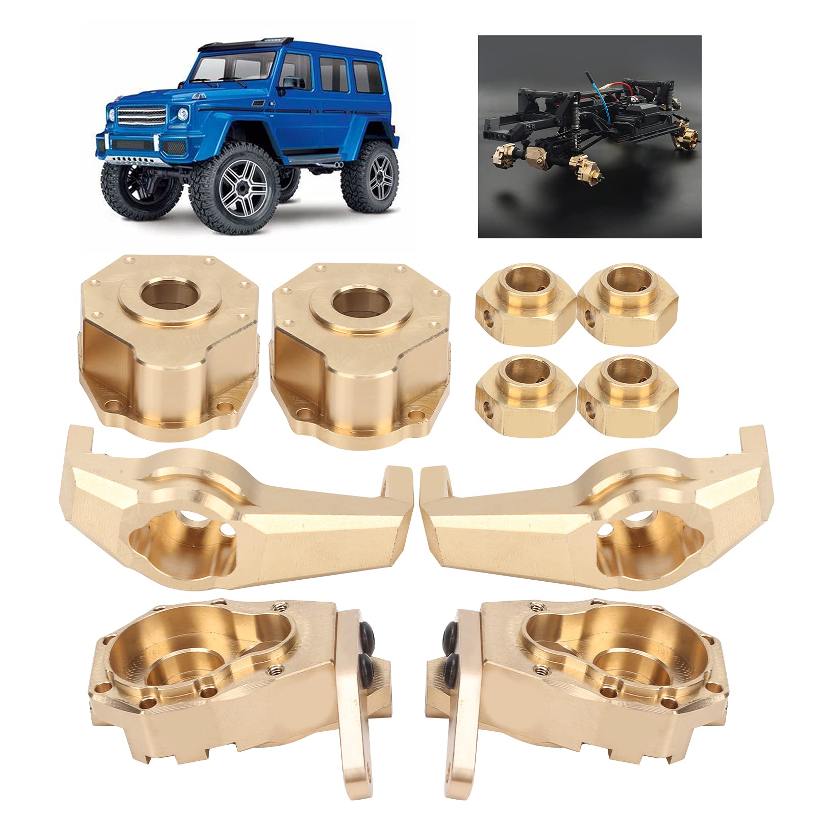 Zestaw Mosiężnych Przeciwwag RC, Mosiężna Obudowa Napędu Przedniego Portalu Zestaw Mocowania Osi Napędowej Akcesoria do Wag Samochodowych do Gąsienic RC TRX4 TRX6 1/10