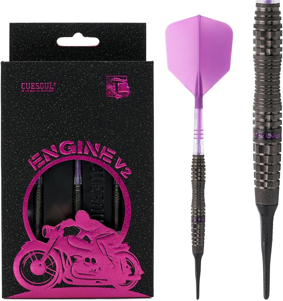 CUESOUL Engine 18/19/20/21g Soft Tip 90% Tungsten Dart Set with Oil Paint Finished and Unifying ROST T19 Carbon Flight