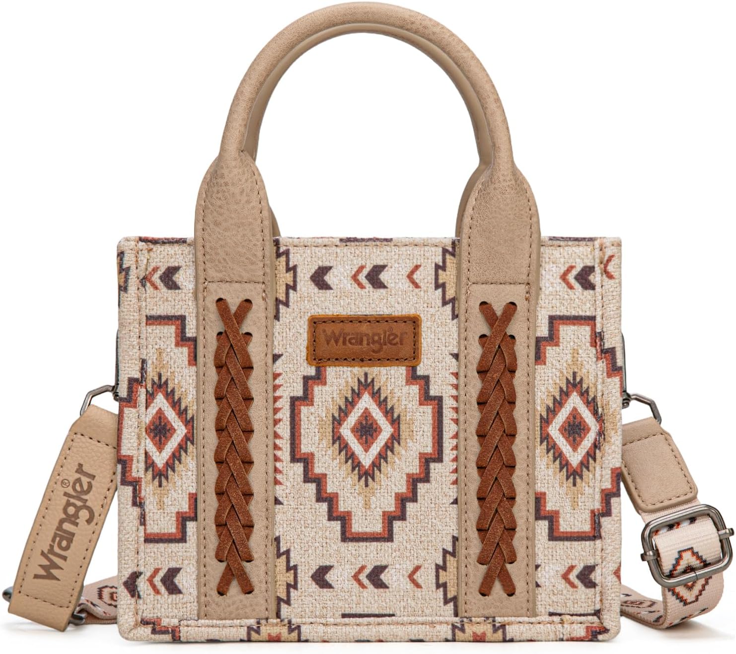 Wrangler Mini Aztec Tote Bag for Women Boho Small Top Handle Purse with Adjustable Strap
