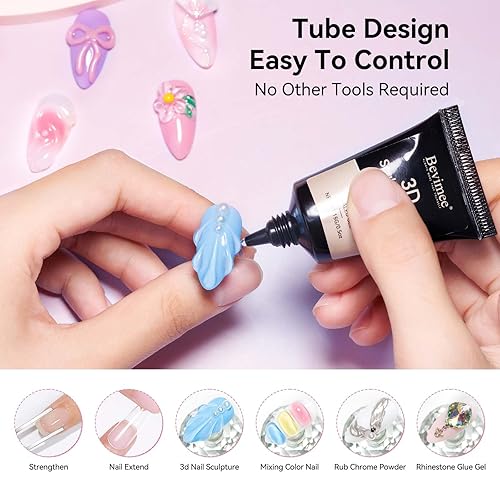 Miniatura 4 de Gel constructor sólido de 0.51 oz para uñas, 0.51 onzas 3D, gel para esculpir uñas, manos antiadherentes transparentes para modelar, escultura,