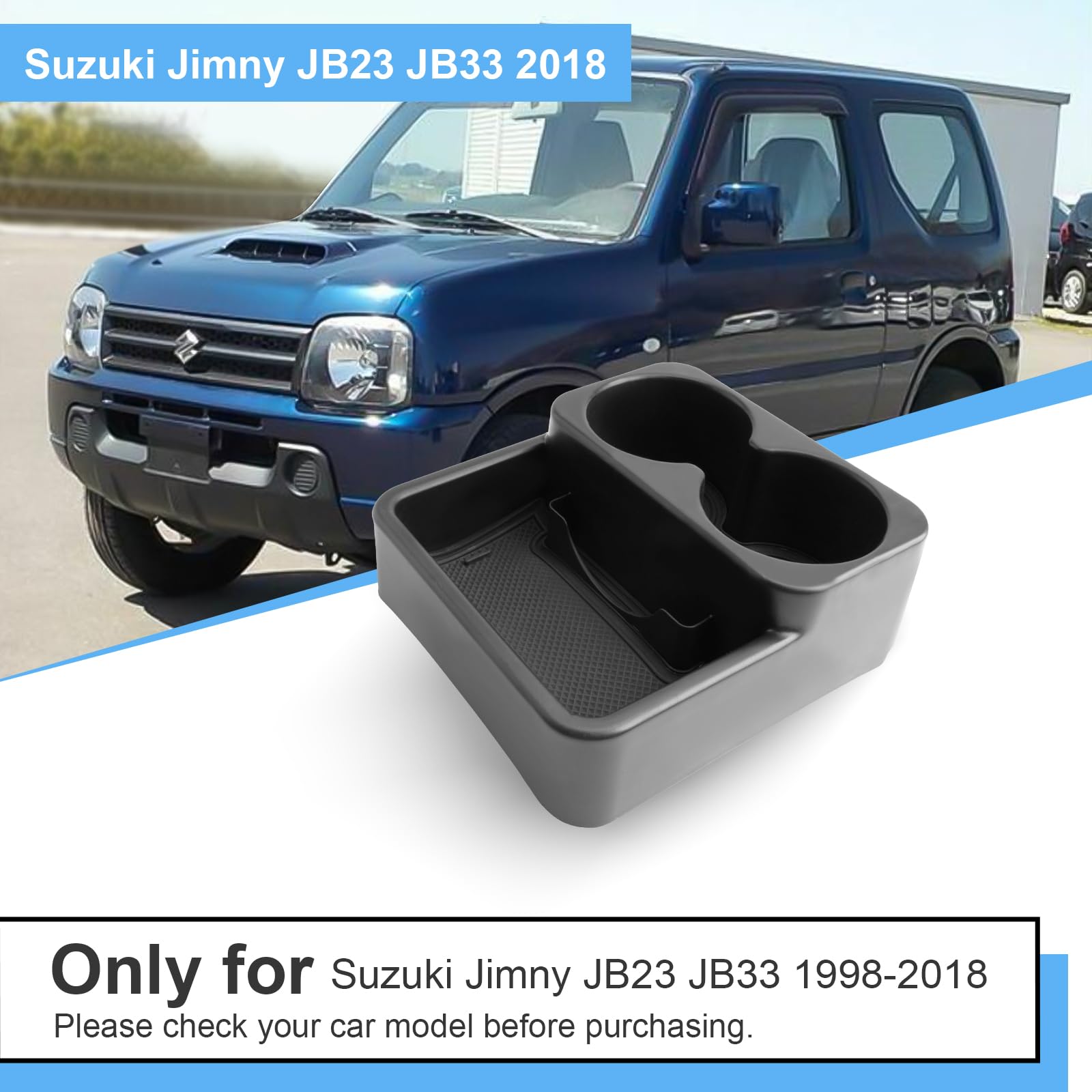 Schowek na podłokietnik kompatybilny z Suzuki Jimny JB23 JB33 1998-2018, Organizer z antypoślizgową matą, czarny