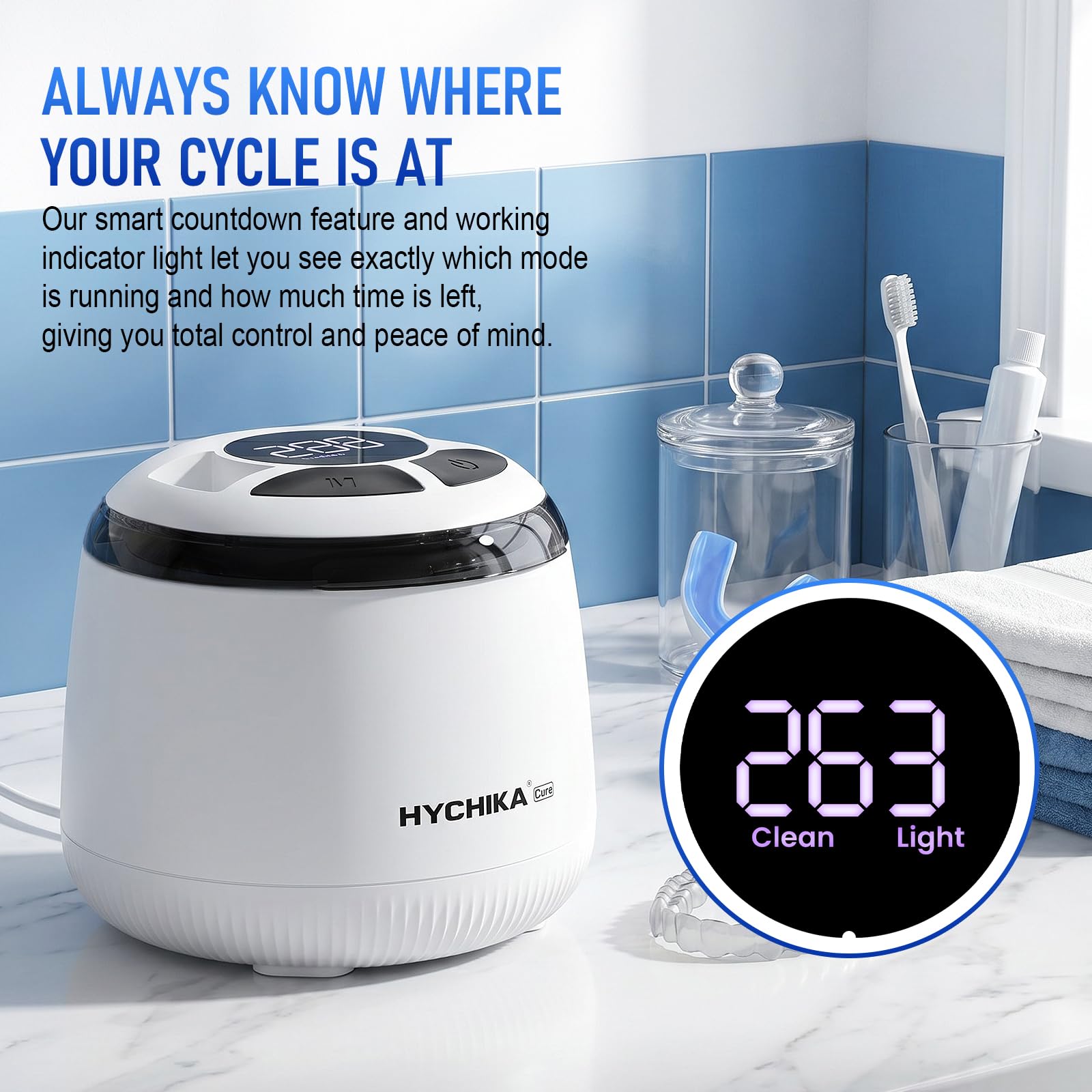 Limpiador Ultrasonidos Dental con Luz UV-C,Resistente al Agua,48kHz con Temporizador,4 Modos,200mL.Ideal para Prótesis Dentales,Alineadores,Protectores Bucales y Férulas Nocturnas.Blanco. | Resistente al Agua