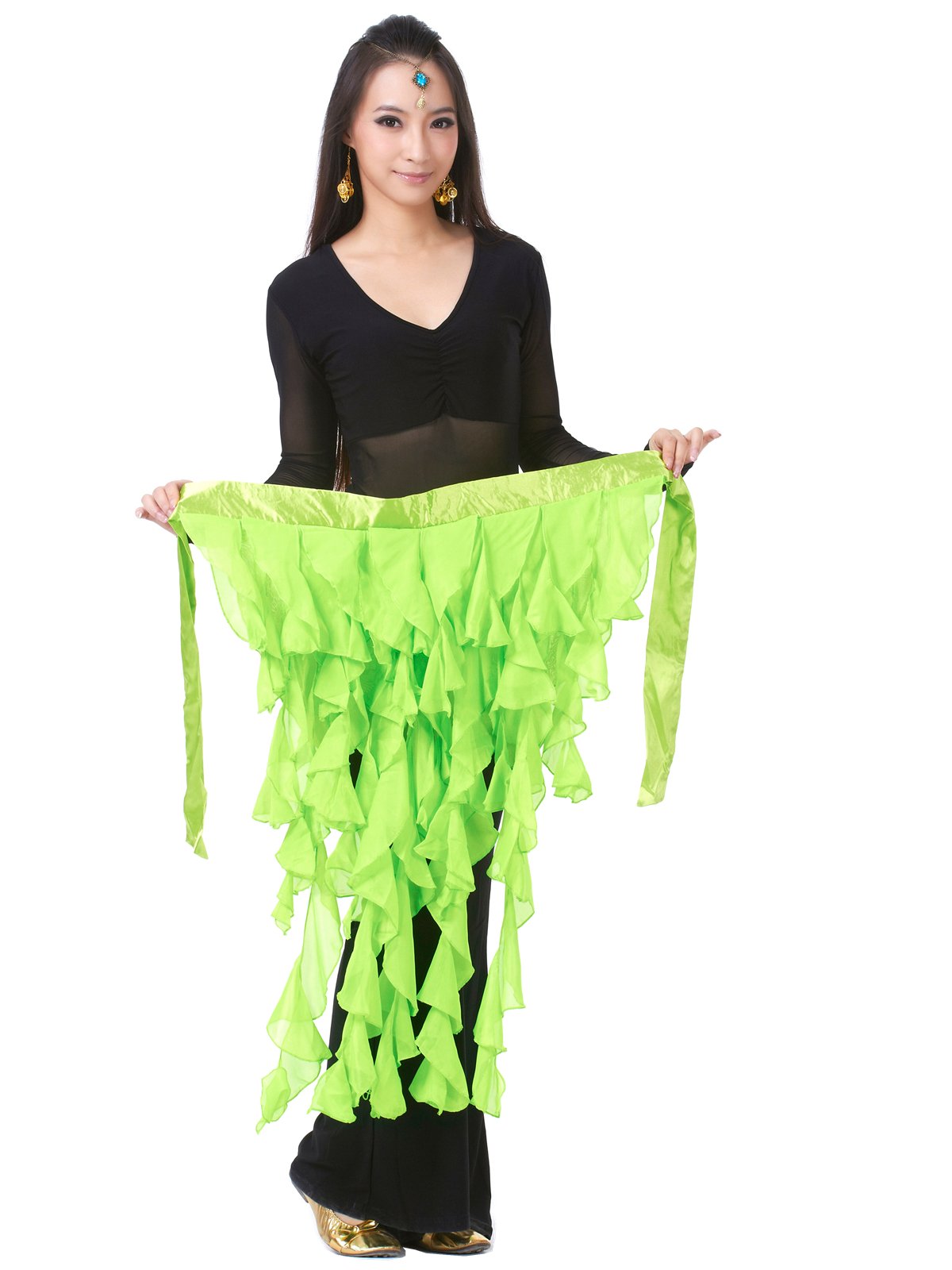 Dance Fairy Belly Dance Fox Chiffon Leaf Skirt Hip Scarf