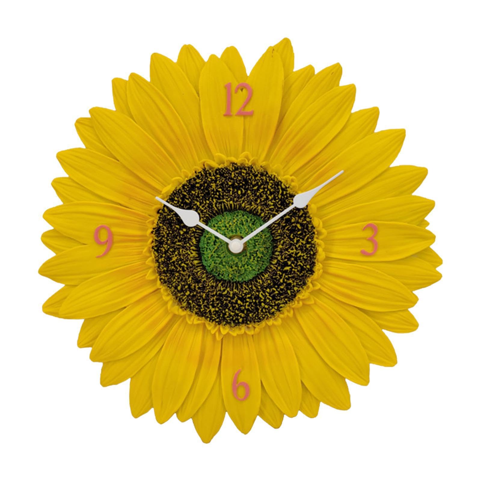 Orologio da parete con girasoli, orologi sospesi che valorizzano gli spazi interni con il fascino rustico della fattoria, orologio da esterno per
