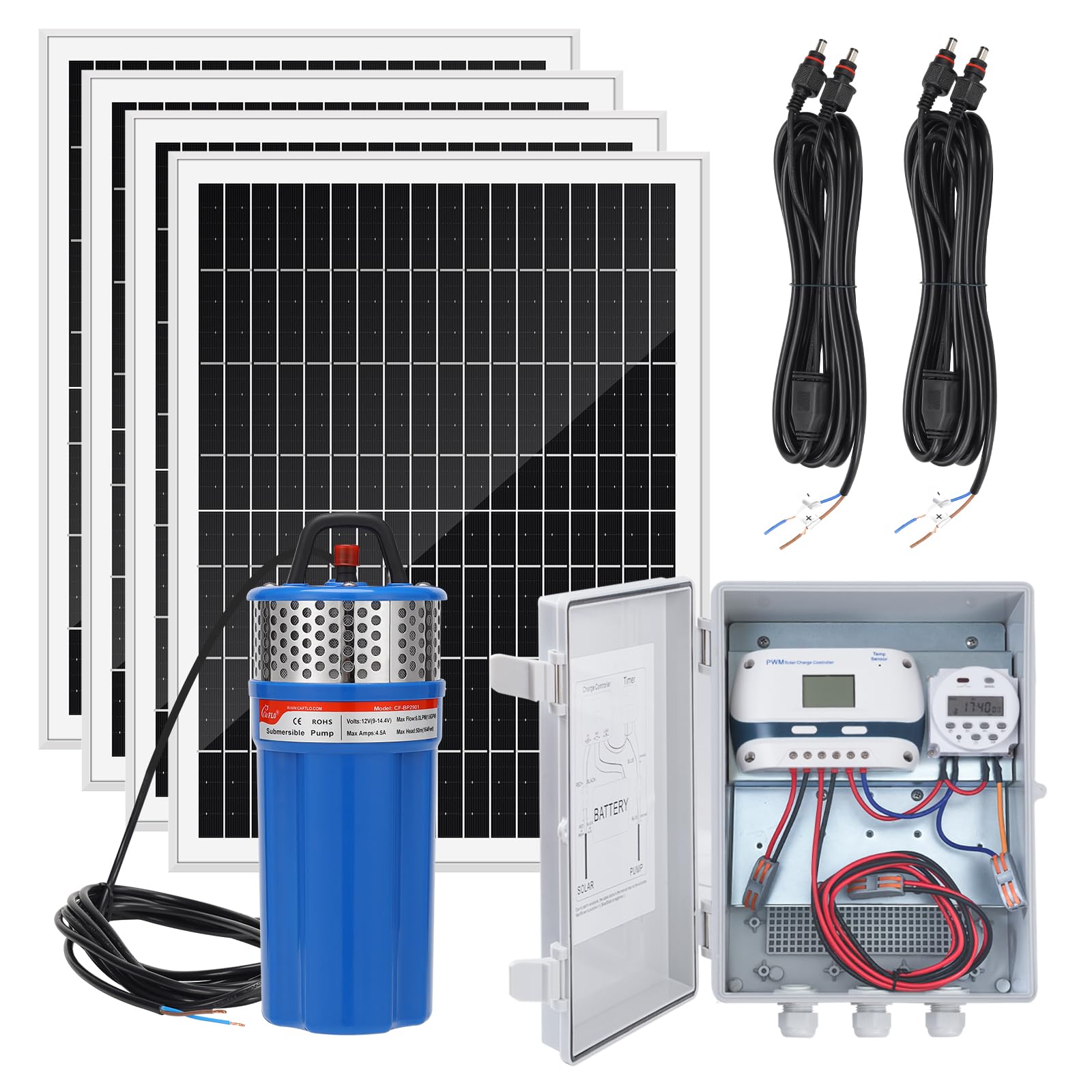 Kit de bomba de agua solar, sistema de bomba sumergible de pozo profundo de