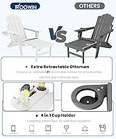 Vista 6 de FOOWIN Adirondack - Silla Adirondack con otomana retráctil, silla Adirondack plegable ajustable de polietileno de alta densidad con bandejas 4 en 1