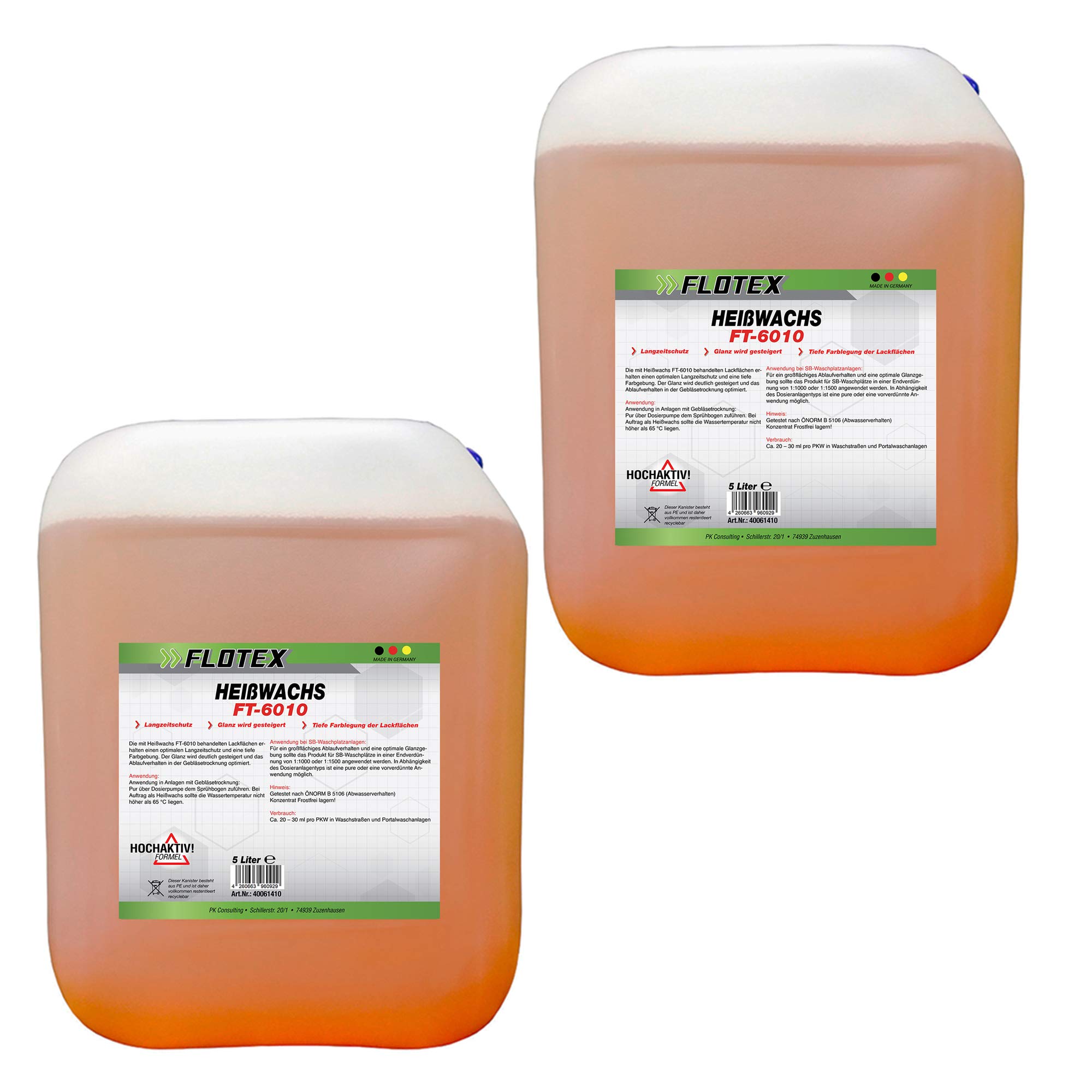 Heißwachs, 2 x 5L Heißwax für Waschanlagen, Lack Langzeitschutz