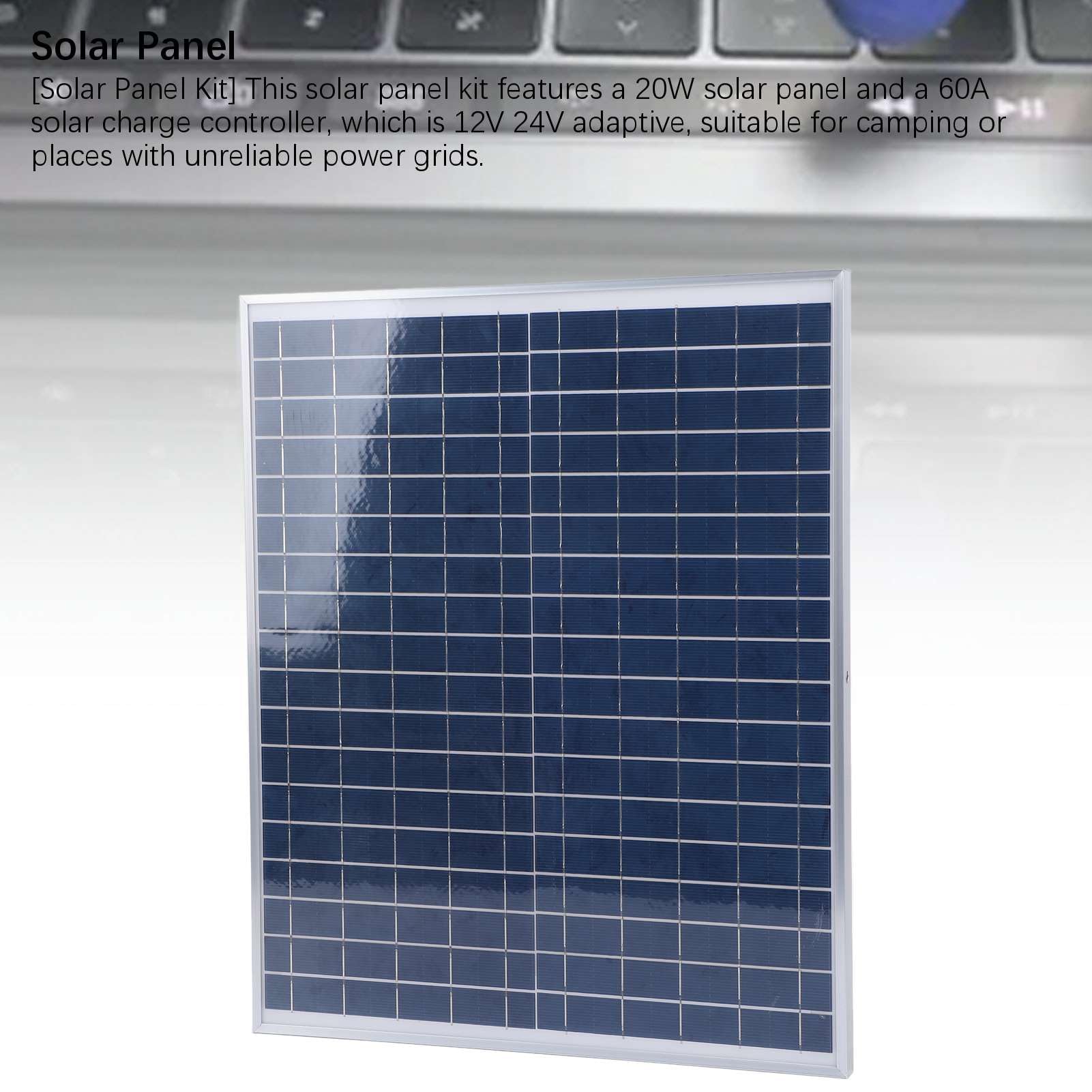 Zunate 20W Solarmodul-Kit 60A Laderegler 12V 24V