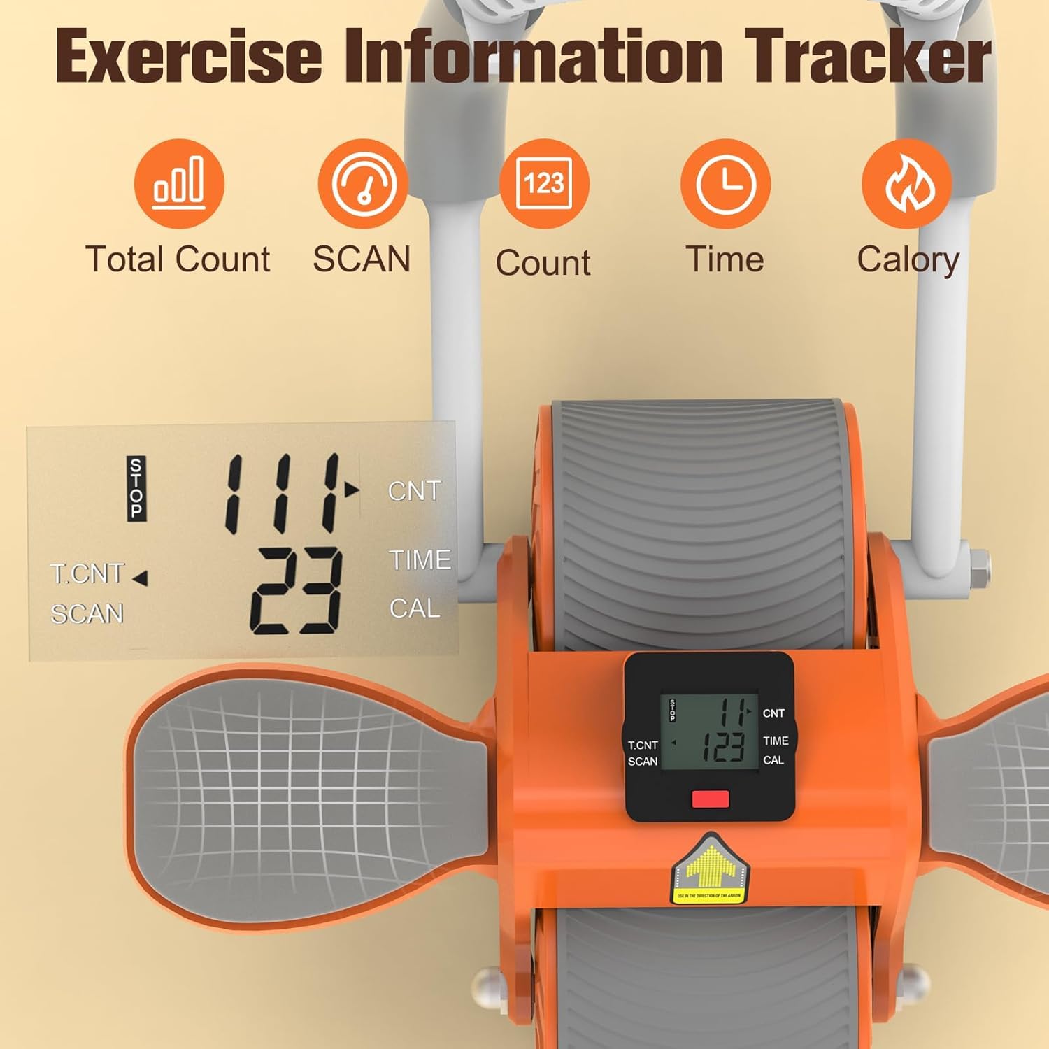 AB Roller Roulette Abdominaux Avec Rappel Automatique Et Affichage Électronique - Appareil Musculation AB Wheel