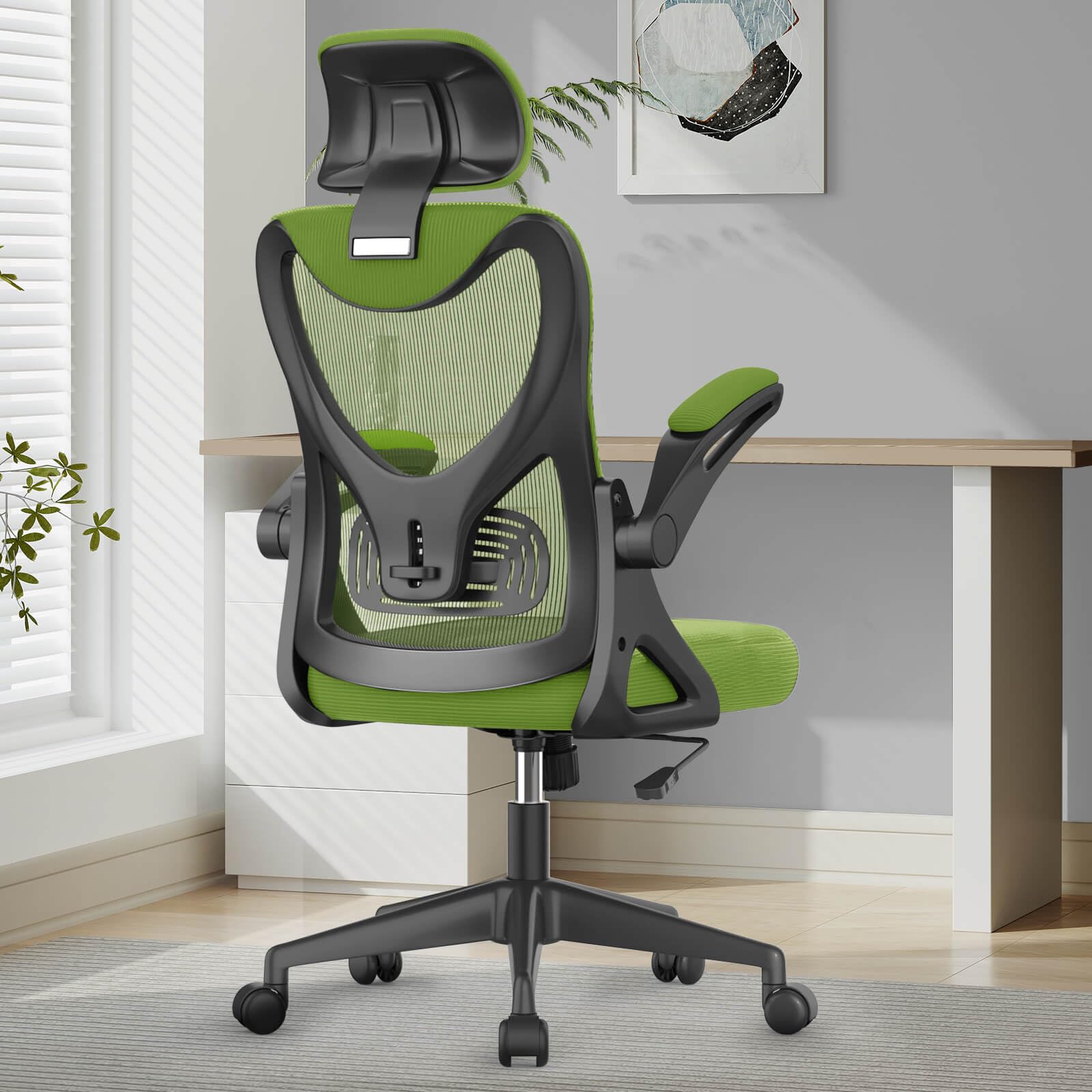 Office Chair - Ergonomic Desk Chair with Lumbar Support Headrest Adjustable, Padded Flip-up Armrests Comfy Seat Cushion High Back Executive Manager Chair For Home Office — image 1