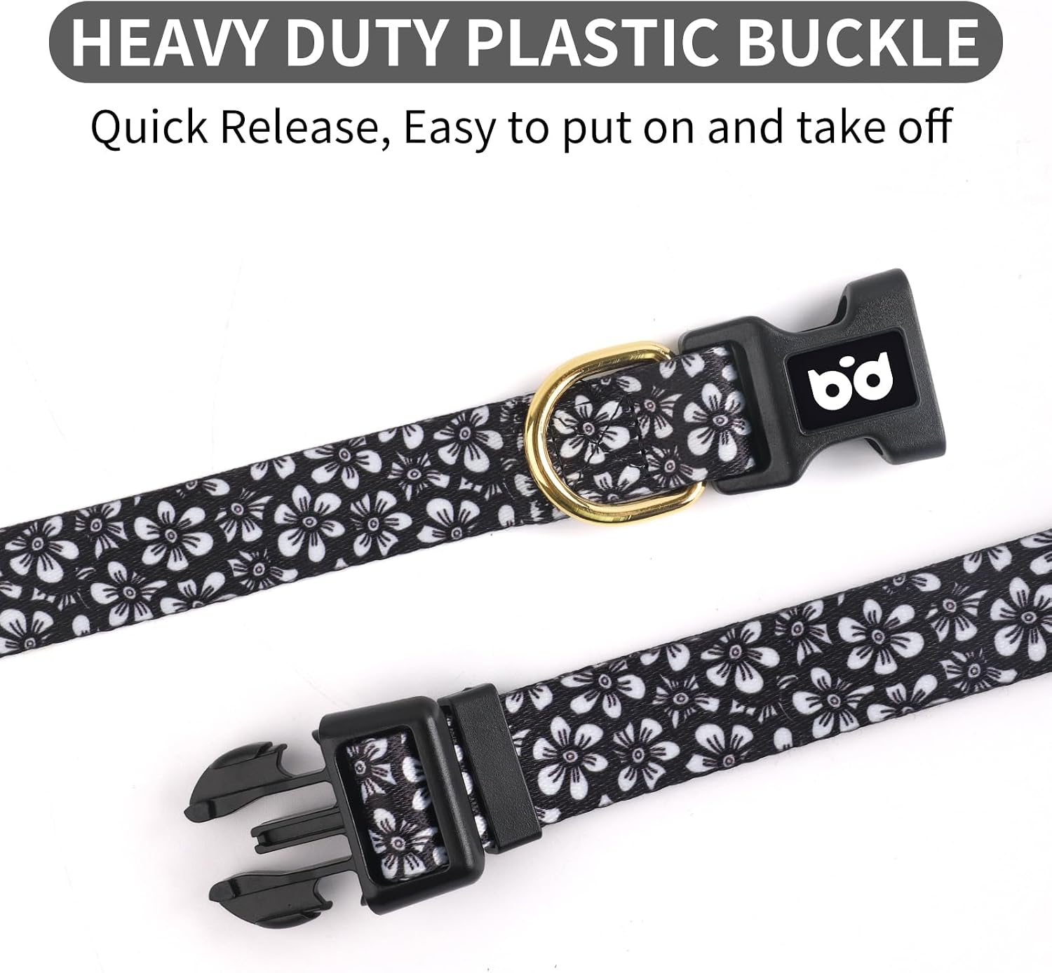 QQPETS Adjustable Soft Dog Collar: Print Flower Pink Multicolor Cute Patterns for XS Small Medium Large Pet Girl Boy Puppy Walking Running Training image 3