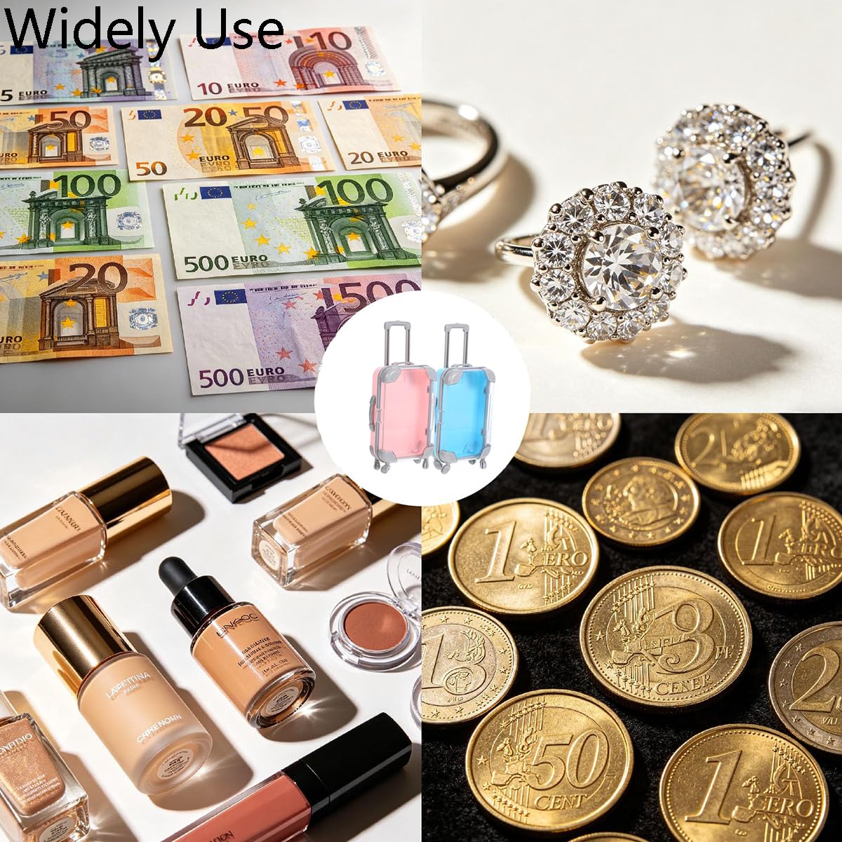 Mini walizki, 2 szt. mini walizek z kółkami, puste plastikowe mini pudełko do przechowywania, sztuczne rzęsy, walizka do makijażu, walizka, walizka, bagaż, pudełko na cukierki, upominki na imprezę