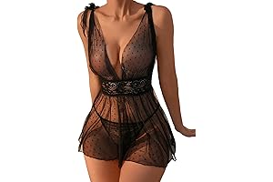 Elegant Polka Dot Mesh Babydoll Lingerie for Women