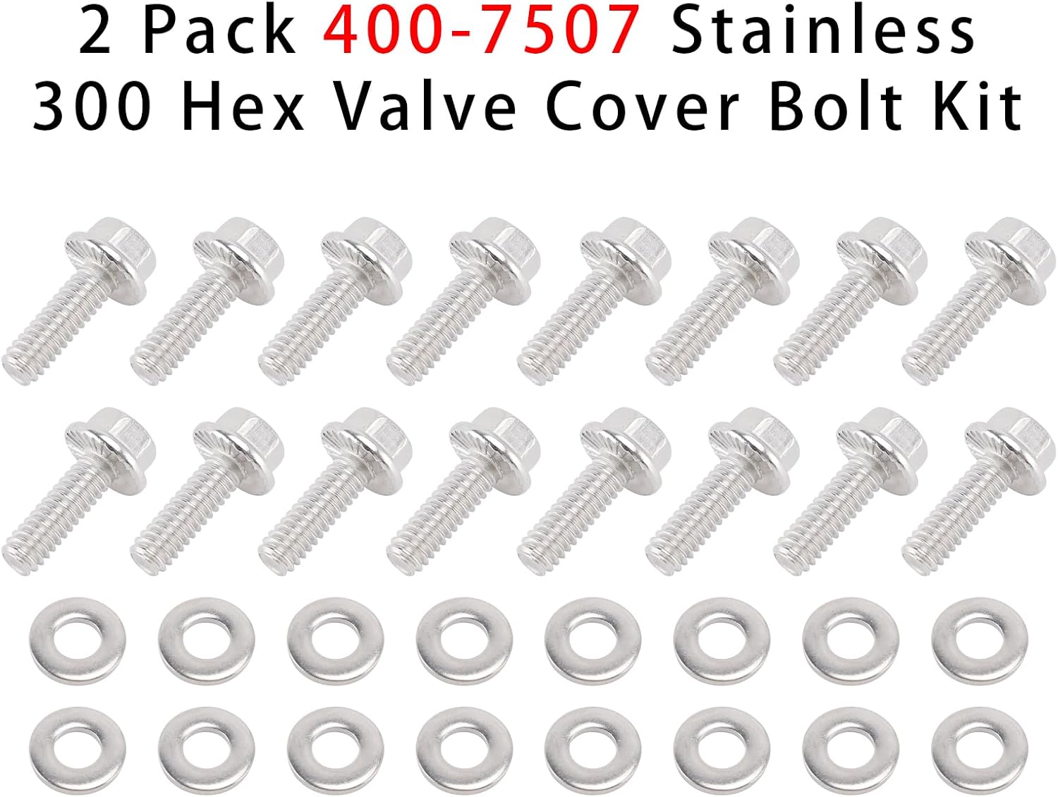 2 Pack Stainless 300 Hex Valve Cover Bolt Kit 4007507
