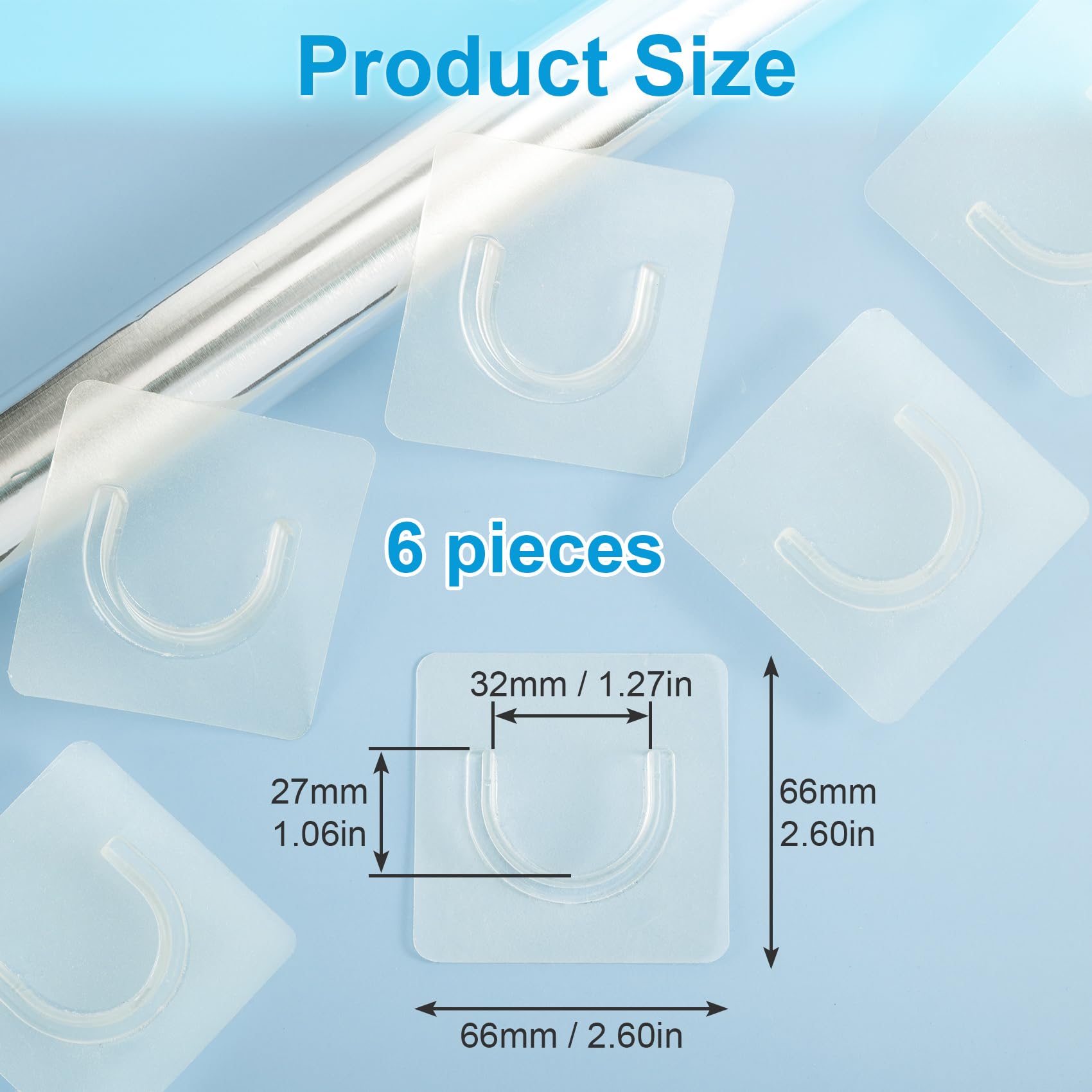 Joez Wonderful 6pcs Curtain Rod Holders No Drilling, Adhesive Shower Curtain Rod Holder for Wall, Clear Tension Rod Holder Invisible Rod Retainer, Transparent Wall Mount Holder for Shower Curtain Rod