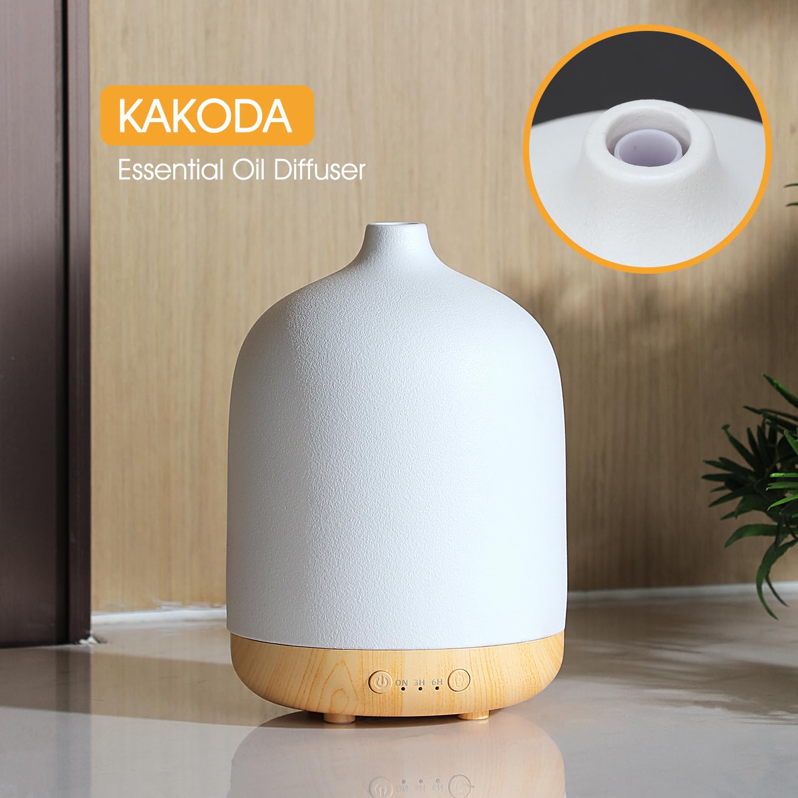 Diffusori di oli essenziali in ceramica per la casa, decorazione camera da letto aromaterapia diffusore d'aria diffusore ad ultrasuoni aroma deumidificatori 250ml con timed-white