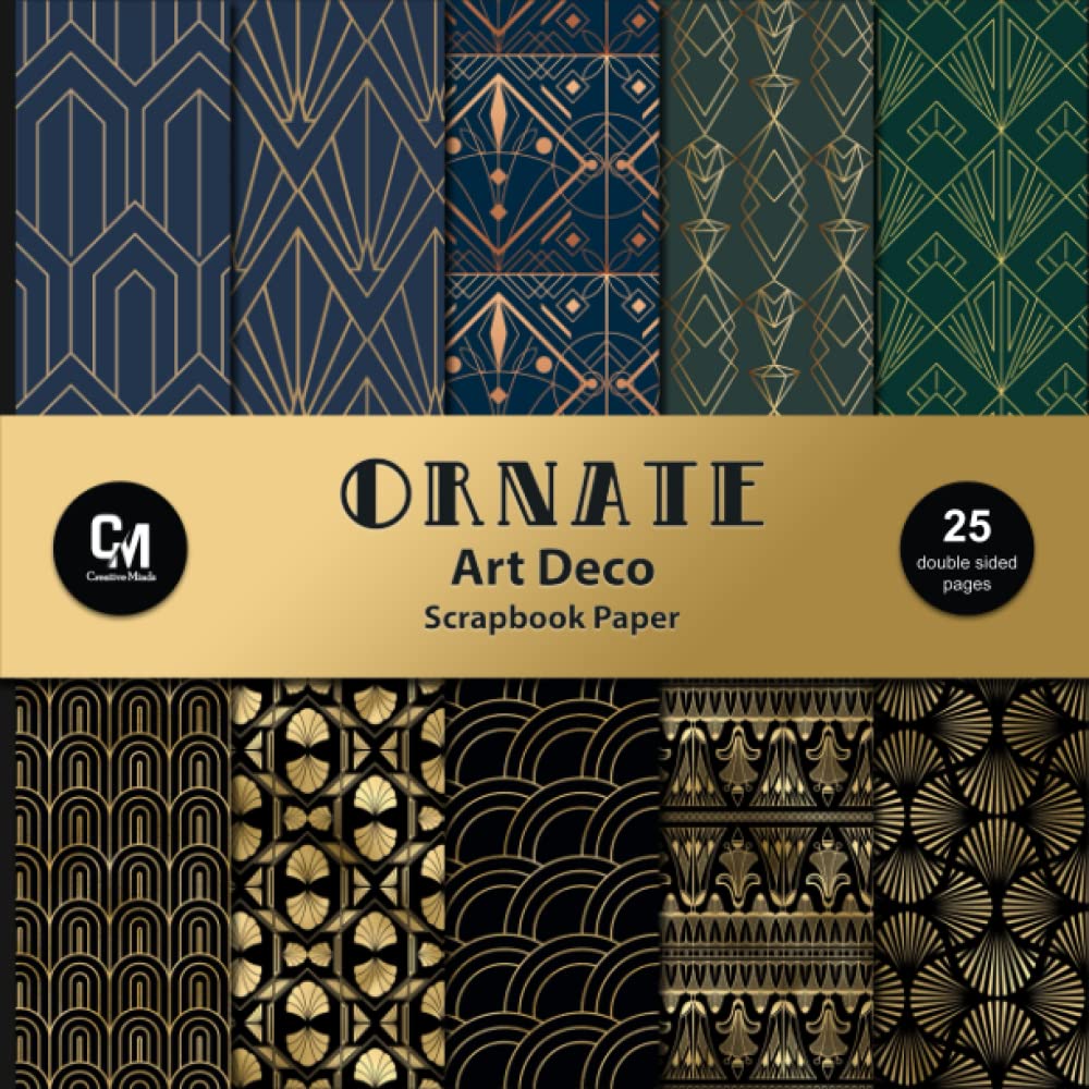 Buy Scrapbook Paper Art Deco Ornate 25 Double Sided Black And Gold