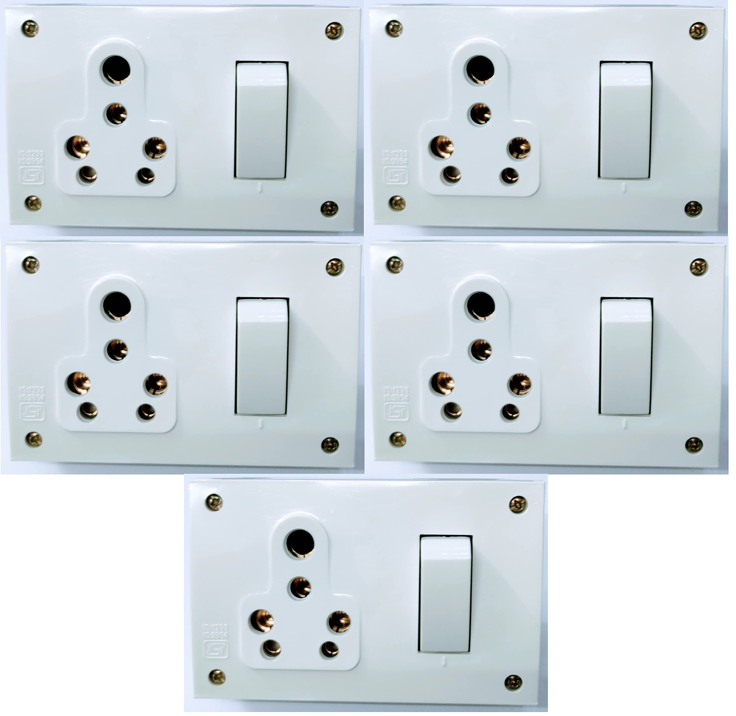 CANDLE FR Unbreakable 16amp. One Switch With One Six Pin all Brass Socket/outlet Combined Board with Box Power Switch Socket Board(Pack of 5)