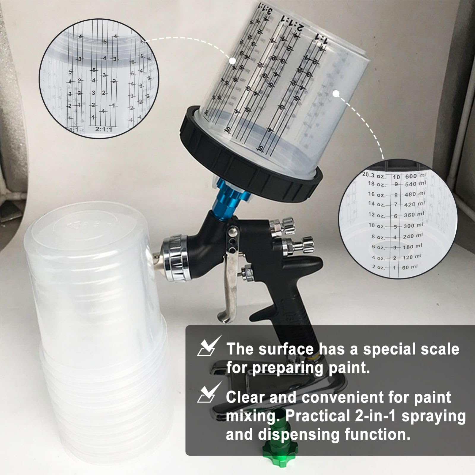 JinGuoZiLP Paint Sprayer Cup Systems with Retainer Rings for Automotive Marine Projects Professional Use 600/810ml