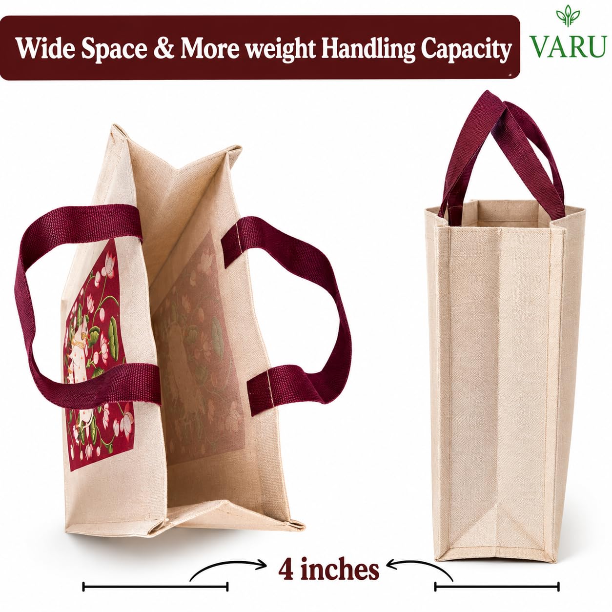 Pichwai Jute Cotton Return Gift Bags - Pack of 12 -5 Pichwai Jute Cotton Return Gift Bags - Pack of 12 -5