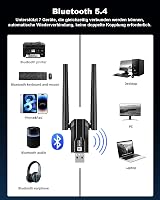 RUIZHI WiFi 6 WLAN Adapter PC-hez, AX900Mbps Bluetooth USB Dongle 5DBI Antennával, Dual Band 2.4G/5GHz, MU-MIMO WPA3 6