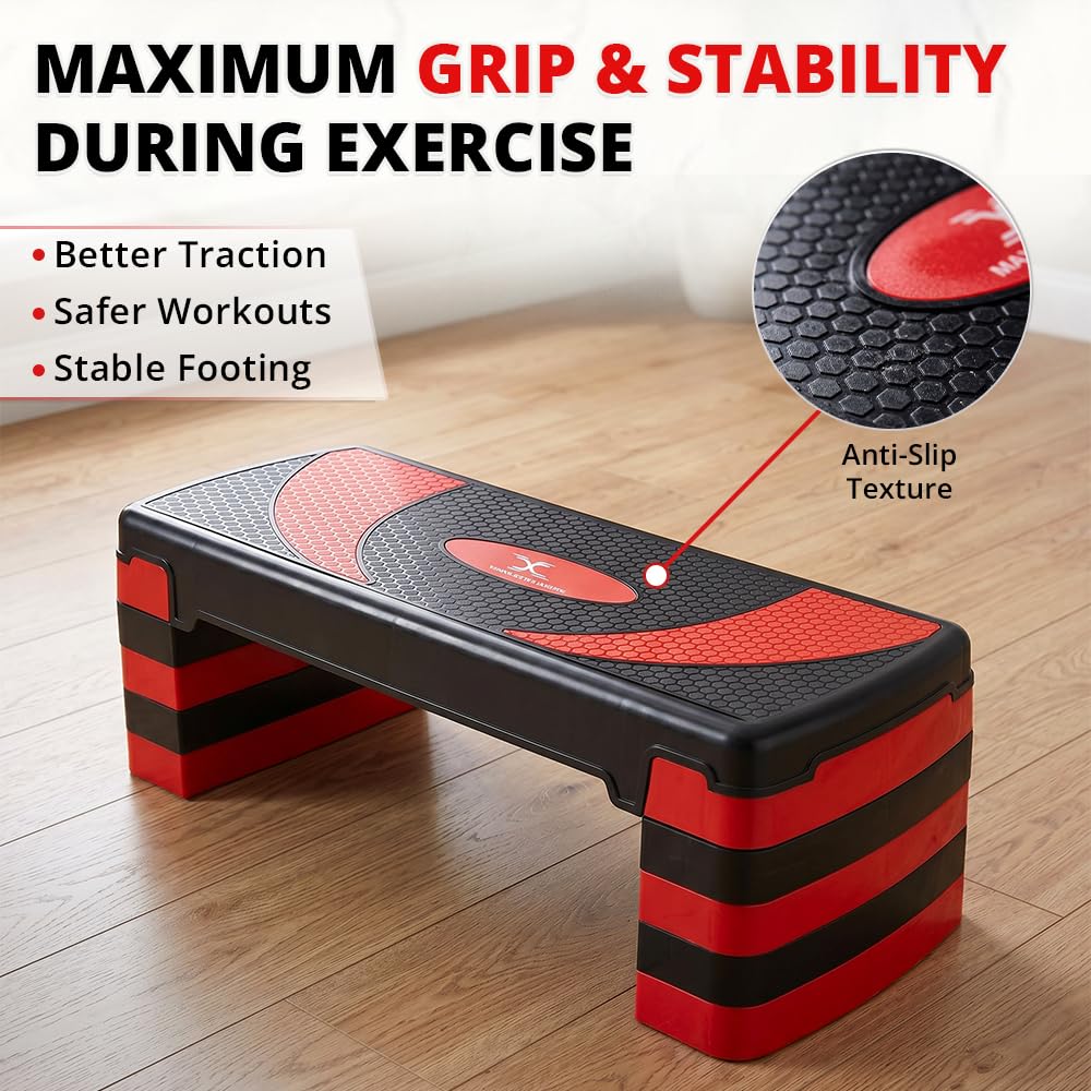 Stepper fitness con 5 livelli di altezza regolabili 10-30 cm, piattaforma antiscivolo per esercizi aerobici