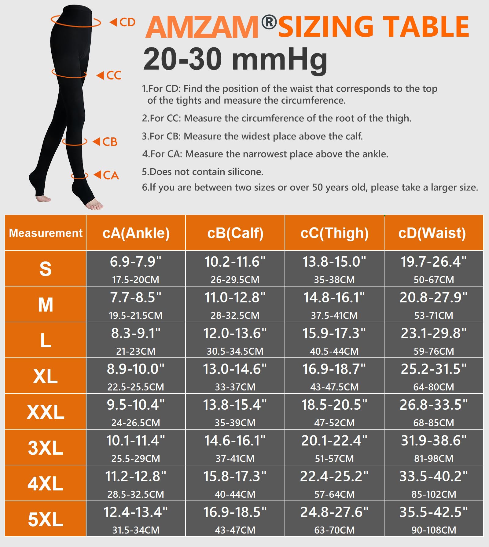 AMZAM® Collants de compression médicale pour homme et femme - 20-30 mmHg - Collants de compression gradués opaques sans orteils - Collants de soutien élevé pour œdème, varices, TVP, marron, taille XL