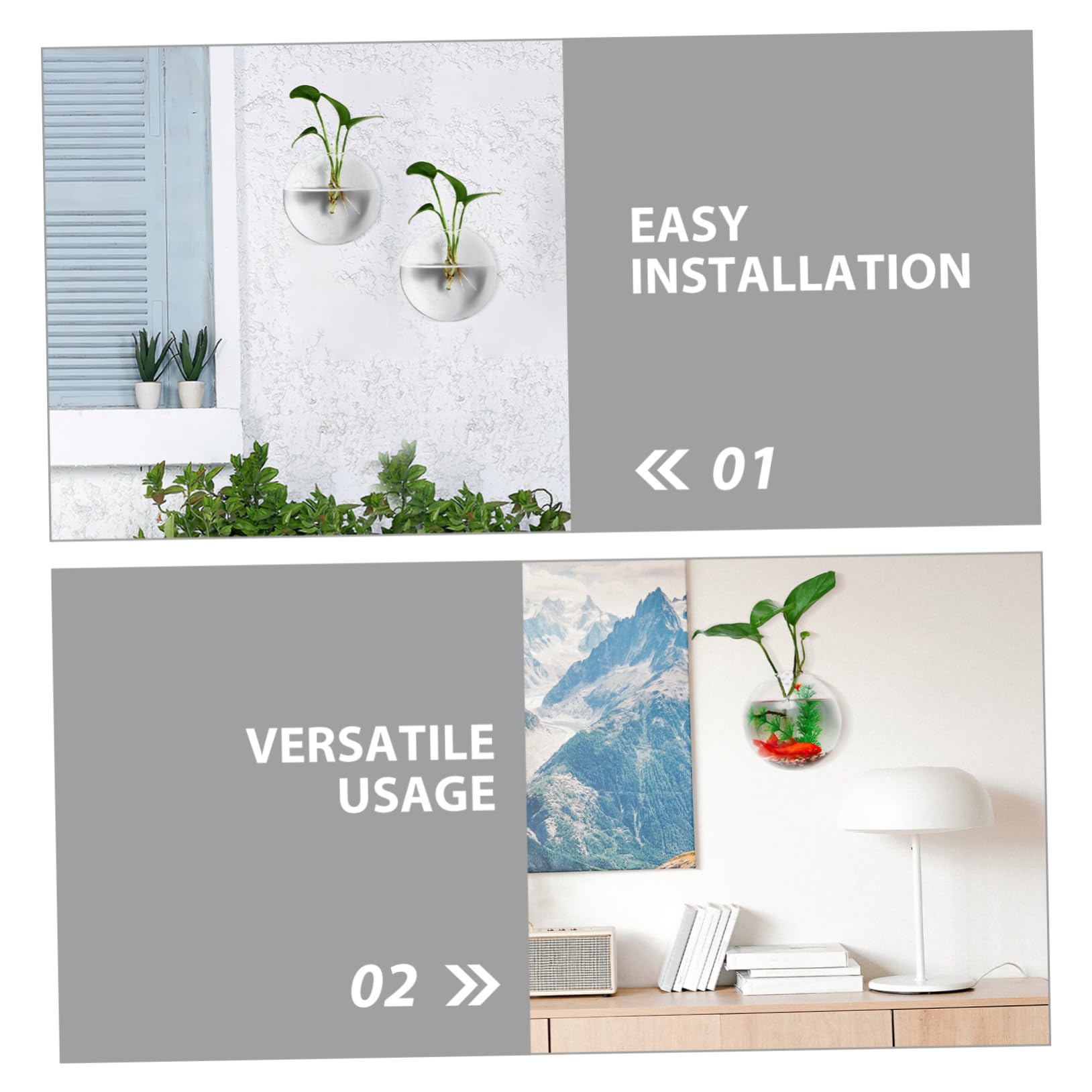 Alipis 4 pièces Lot de Vases Hydroponiques Verre Transparent à Suspendre Mur Support Mural pour Plantes Intérieur Propagation Décoration Élégante pour Maison et Bureau