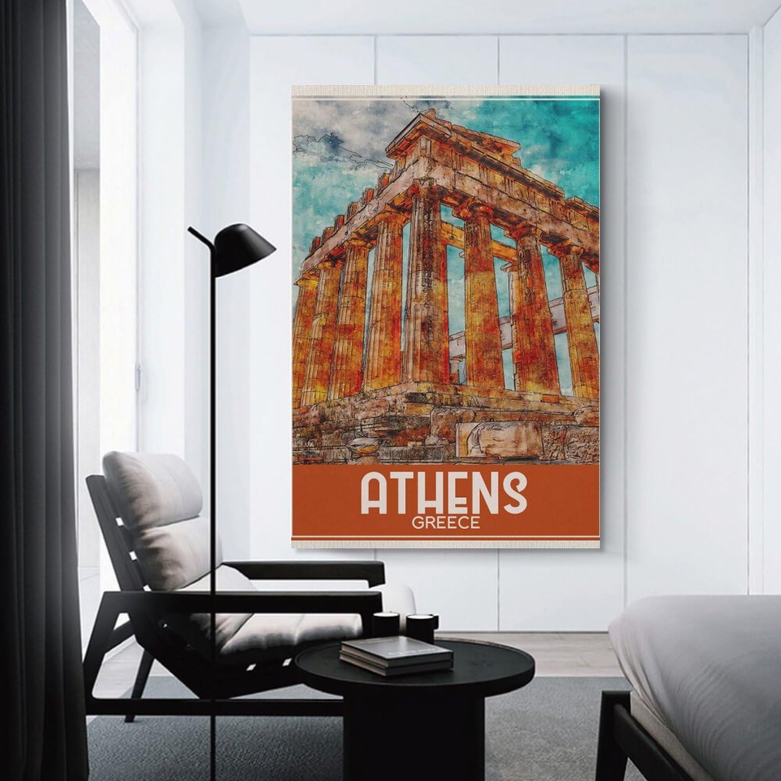 Junmoney Wall Picture Print Travel Art Athens Greece, 20x30inch(50x75cm), for Living Room, Bedroom Or Home Office, Thoughtful Wall Decor for Art Lovers
