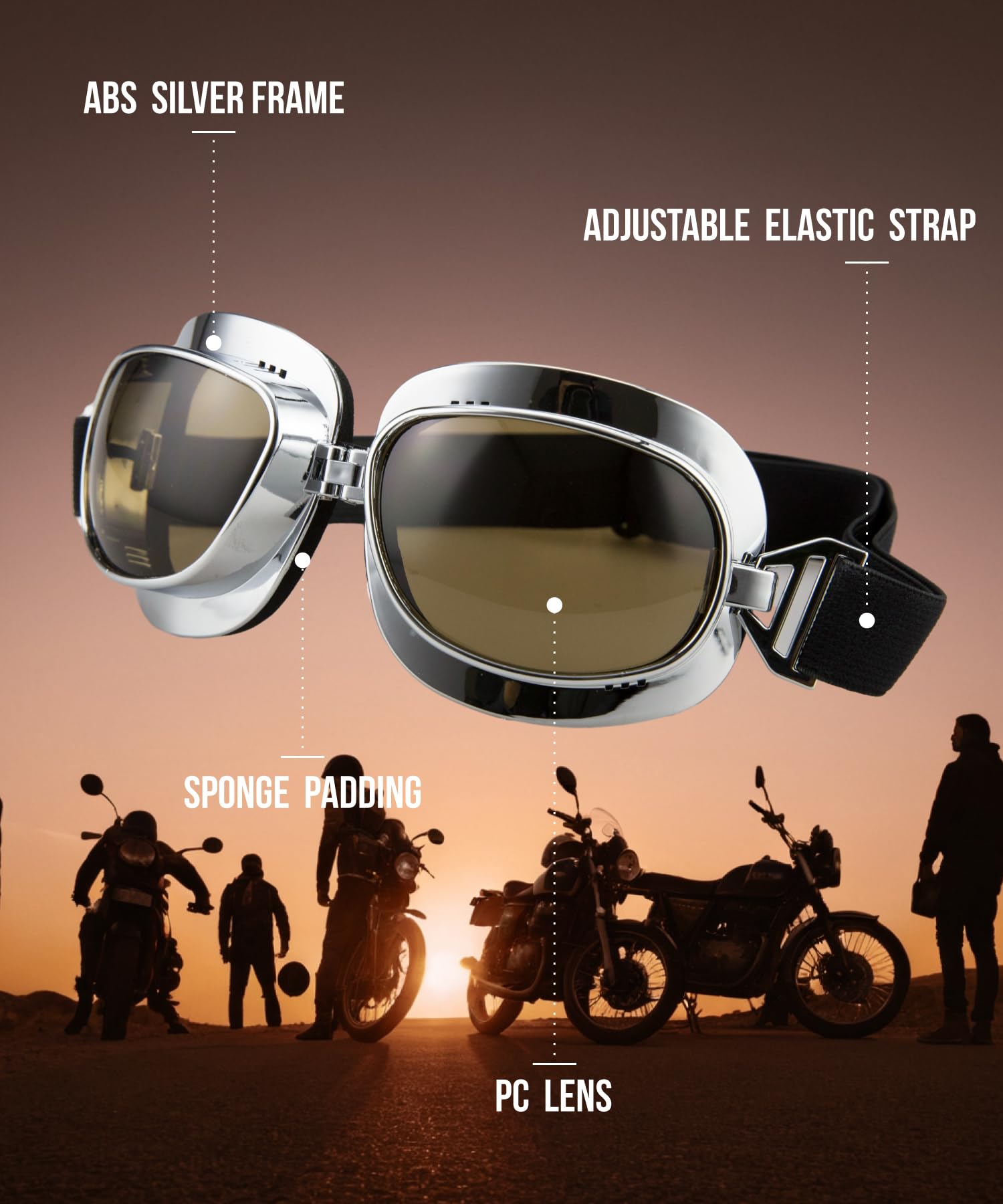 CRG Sports Vintage lotnik styl pilotka motocykl Cruiser skuter gogle T04 - Parent