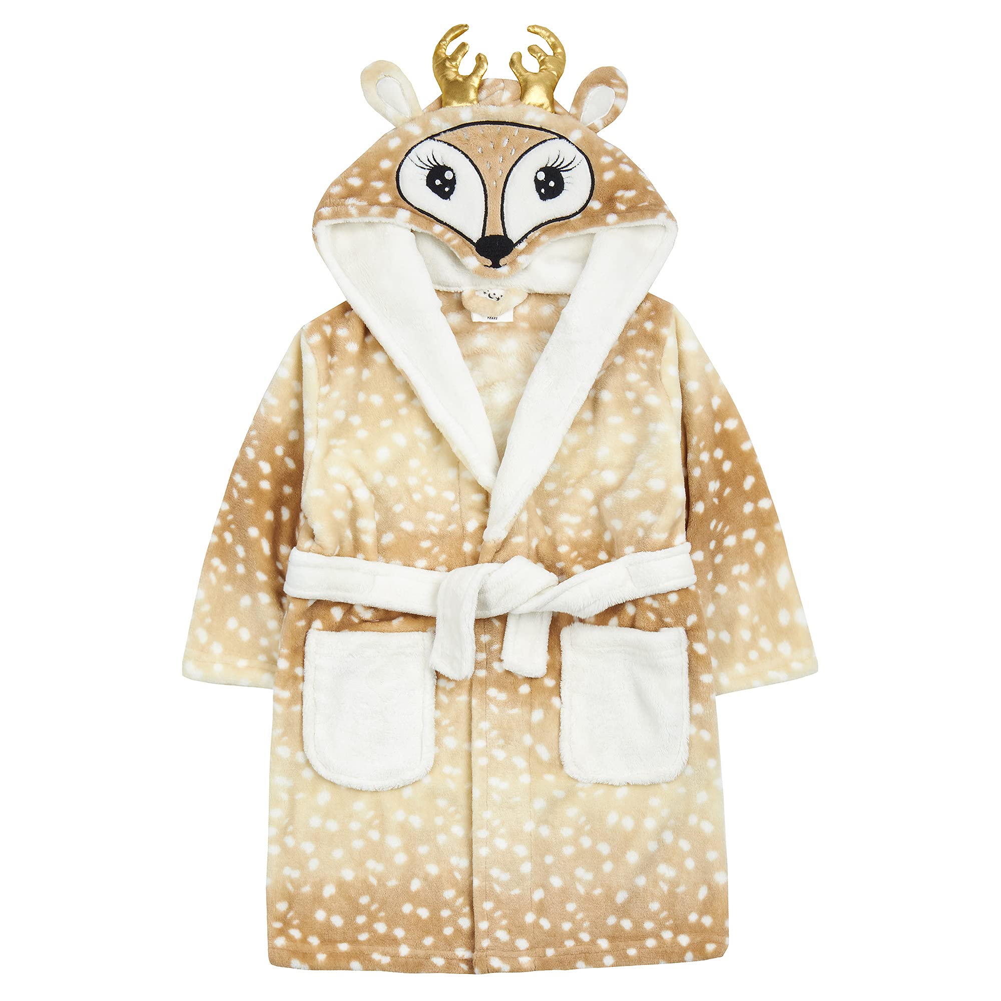 Stc Stores Girls Multicoloured Childrens/S Reindeer/Deer Fleece Christmas Dressing Gown ~ 2-13 Years (2-3 Years)