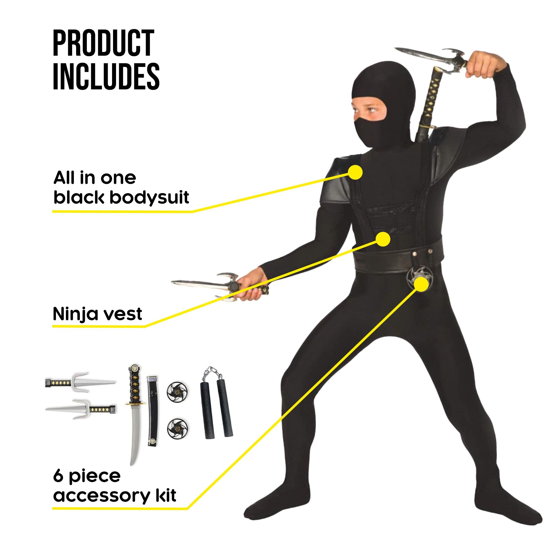 Morph Black Ninja Costume For Boys - Kids Halloween Ninja Outfit - Fun Dress Up Costume for Boys Large - Image 2