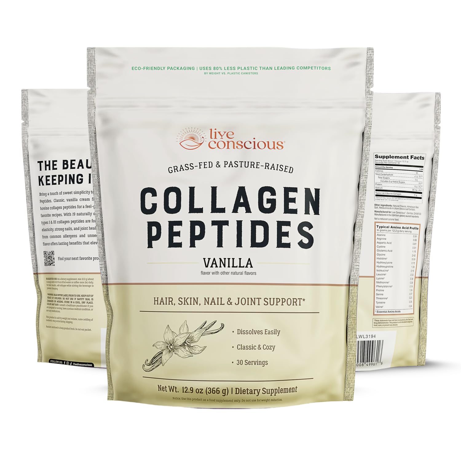 Live Conscious Beyond Collagen Multi Collagen Powder for Women w/Types I, II, III, V & X - Keto Friendly, Hydrolyzed Collagen Peptides Powder Blend w/Biotin & Vitamin C 41 Servings — Amazon image 16