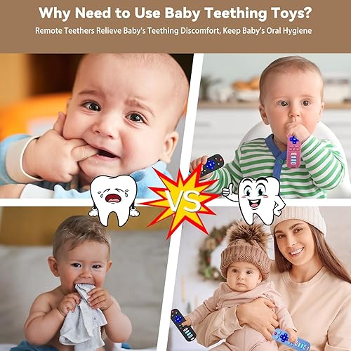 Miniatura 3 de Paquete de 3 juguetes a distancia para bebés y bebés, juguetes de dentición, mordedor de silicona con control remoto para bebés, juguete masticable