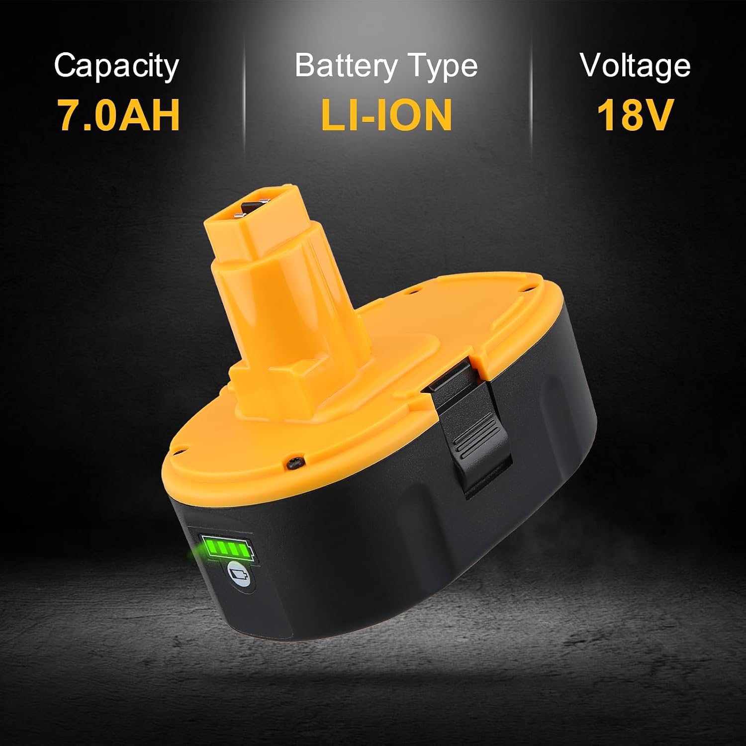 DC9096 7000mAh Lithium Ion Battery Replacement for Dewalt 18V Battery DC9098 DW9096 DW9098 DW9095 DC9099 DE9096 DE9095 DC9182, Compatible with Dewalt 18V Power Tools 2-Pack