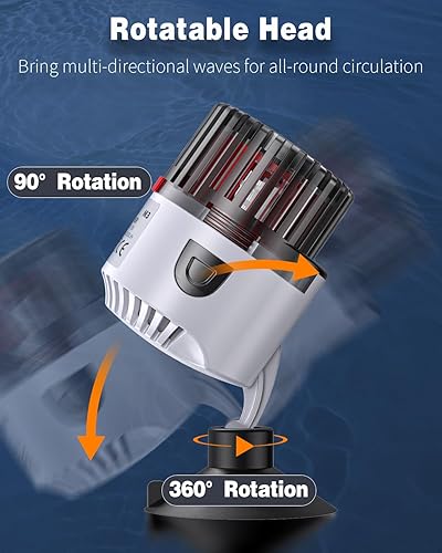 Miniatura 3 de Pawfly Acuario Wave Maker para peceras de hasta 50 galones, bomba de circulación ajustable de 800 GPH con base de ventosa fuerte, bomba de agua