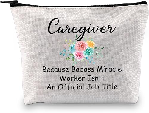 JXGZSO Trabajador de la salud Bolsa de cremallera cosmética Regalo de asistencia médica Cuidador Bolsa de maquillaje Cuidado Dador Regalos de
