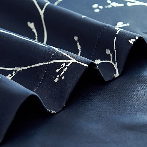 Miniatura 6 de Vangao Cortinas de oscurecimiento de habitación para sala de estar, estampado de enrejado plateado, aislamiento térmico, ojales en la parte