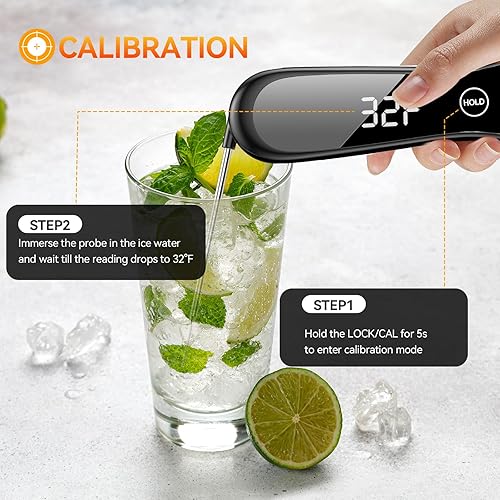 Miniatura 8 de Termómetro digital para carne, sonda de temperatura de rotación de 180, termómetro de lectura instantánea de 1 segundo para cocinar, pantalla LED